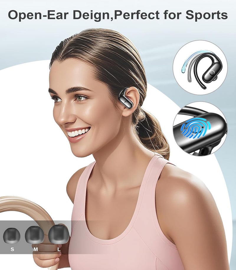 MOZOTER Wireless Earbuds Bluetooth Headphones Sport,Over Ear Buds with Deep Bass Sound,60Hr Playtime Earphones Redesigned Comfort Fit with Earhooks for Running,Meeting,Workout-Black - Image 5